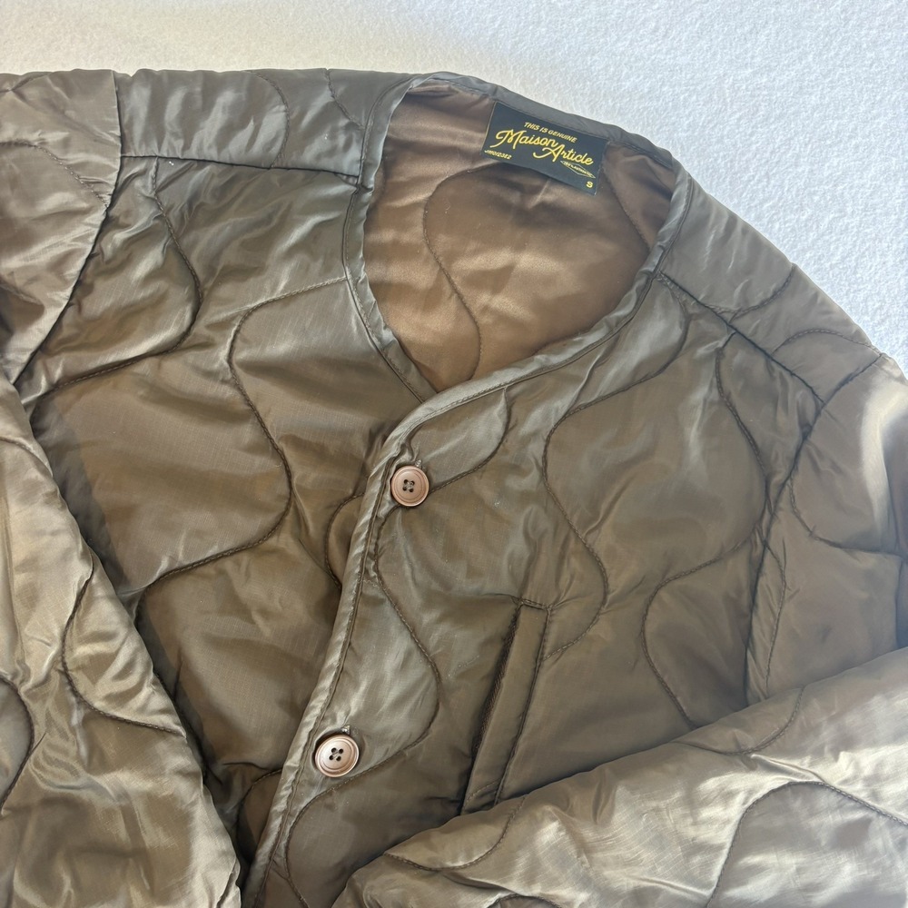 Maison Article Brown Quilted Short Button Jacket Coat Pockets Men's Small